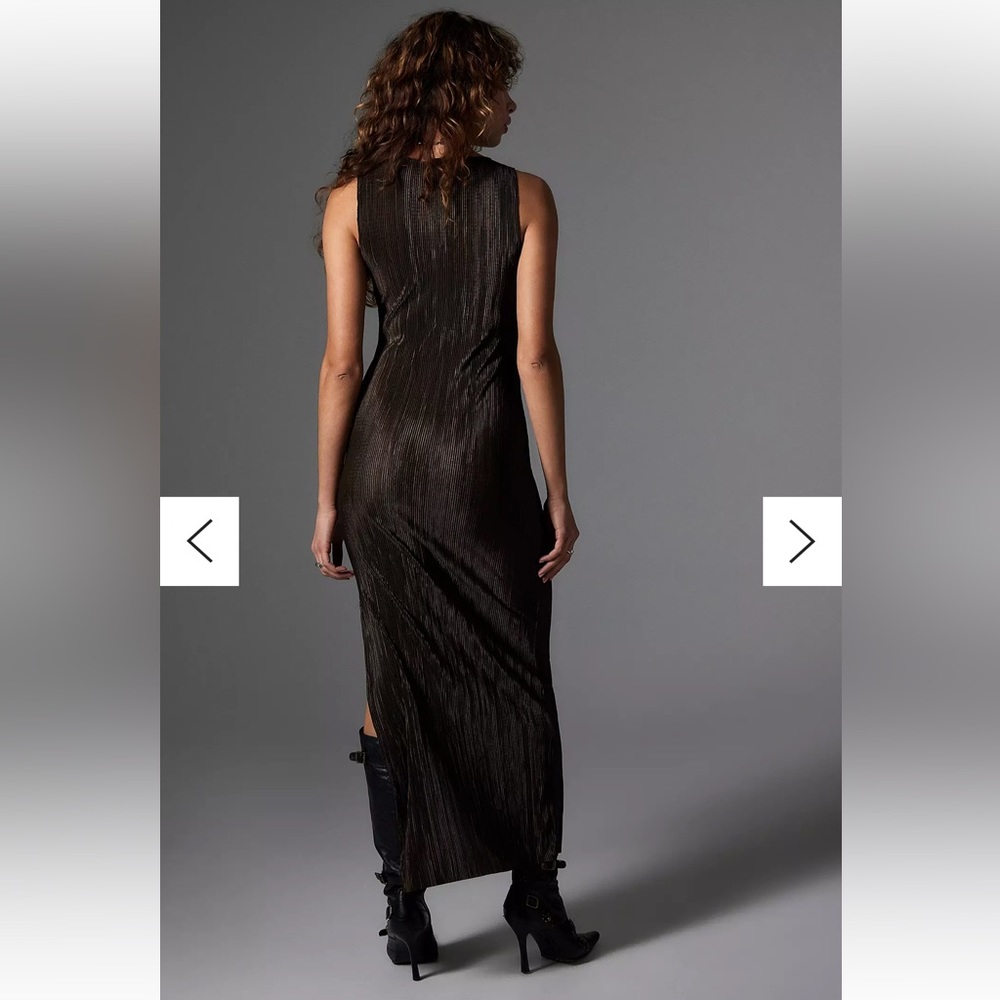 Archive At UO Chocolate Plisse Tank Dress - Picture 3 of 4